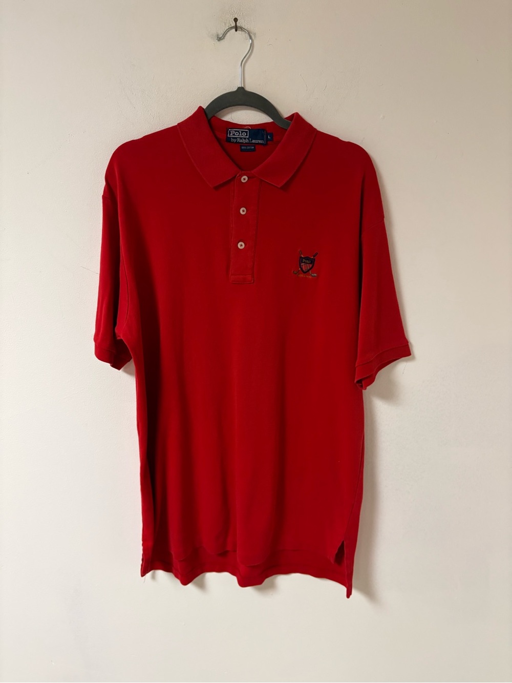 Vintage Polo by Ralph Lauren Red Short Sleeve Polo Shirt Cotton Large